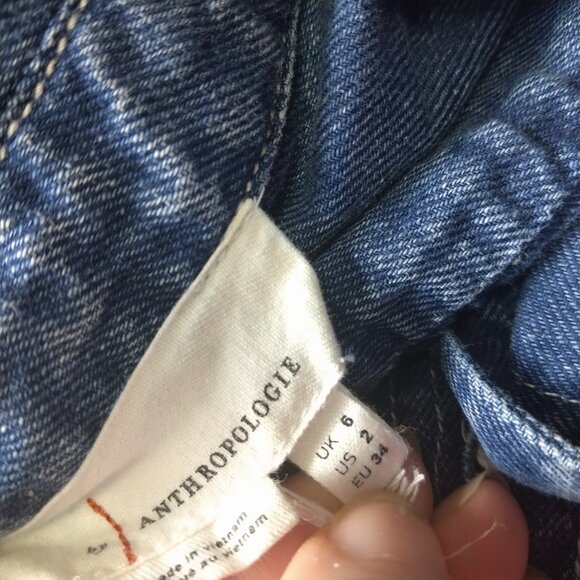 Anthropologie Size 2 Cassidy Denim Mini Dress 3/4 Sleeve Boho Collared Festival - Picture 8 of 9